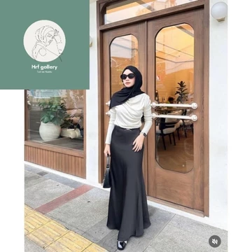 Rok Satin Silk A Line Mermaid Skirt Satin Wanita Panjang