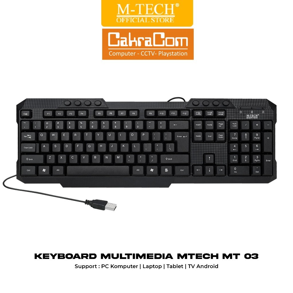 Jual MTECH Keyboard Multimedia Full Size MTK-03 MTK03 PC Laptop USB ...