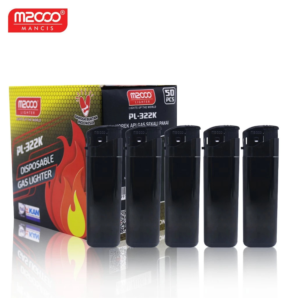 Jual M2000 KOREK API GAS DISPOSABLE PL-322K HITAM POLOS (1 BOX ISI 50 ...