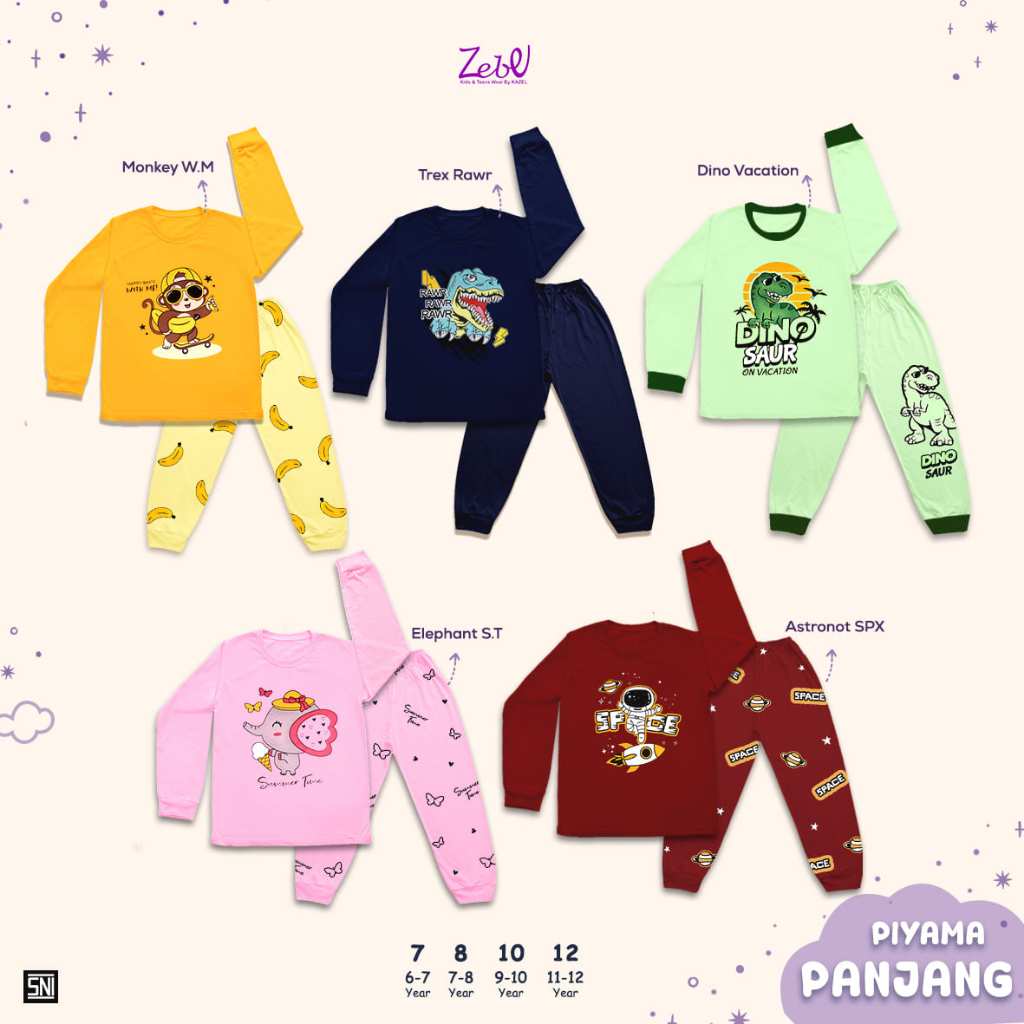 Jual Zebe Piyama Panjang (1 Stel, 7-12 tahun) | Shopee Indonesia