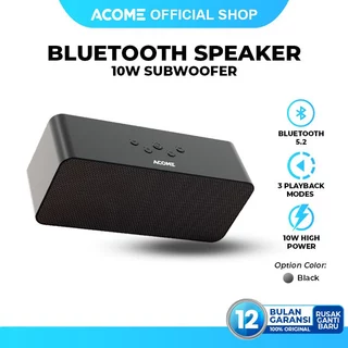 ACOME Super Bass Speaker Bluetooth 5.2 10W High Power 3 Playback Modes Garansi Resmi 1 Thn A16