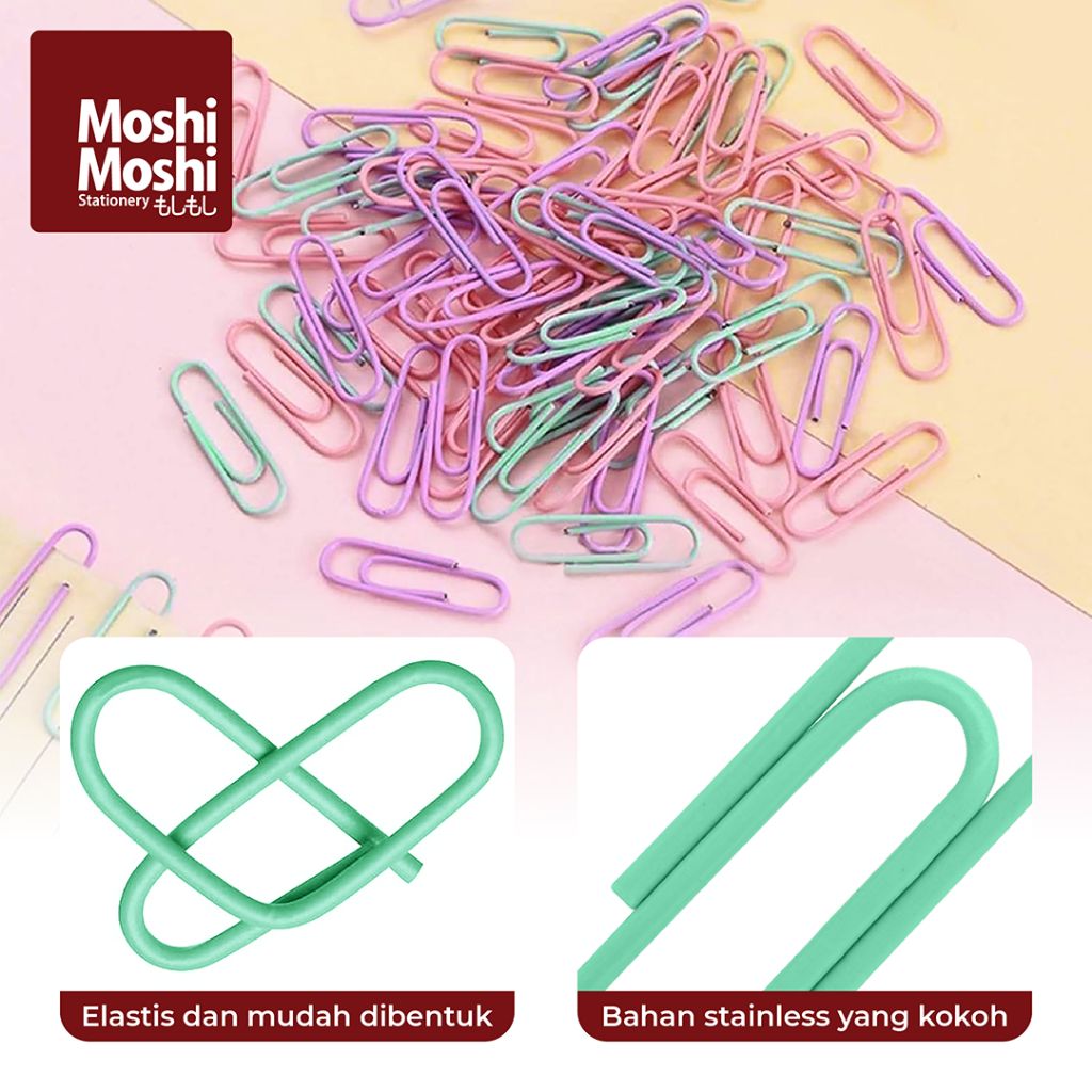 Jual Paper Clip Moshi 28mm Stationery Tools Macaron Colorfull Klip ...