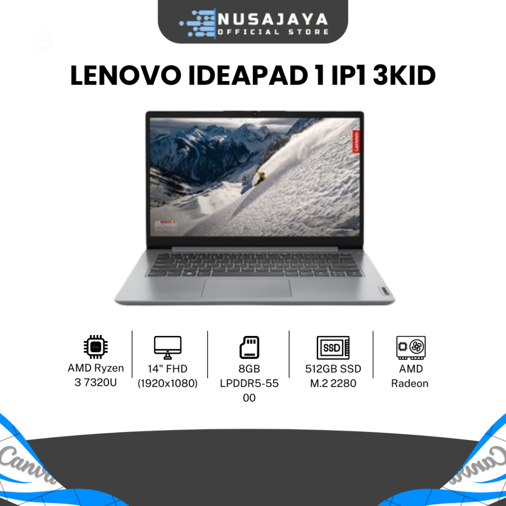 Jual LENOVO IP1 IP 1 3KID R3 7320U 8GB 512GB SSD 14 inci FHD W11 OHS ...