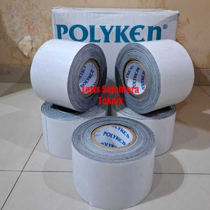 Jual wrapping tape polyken 4 inch x 100 Feet Hitam Putih - isolasi pipa ...