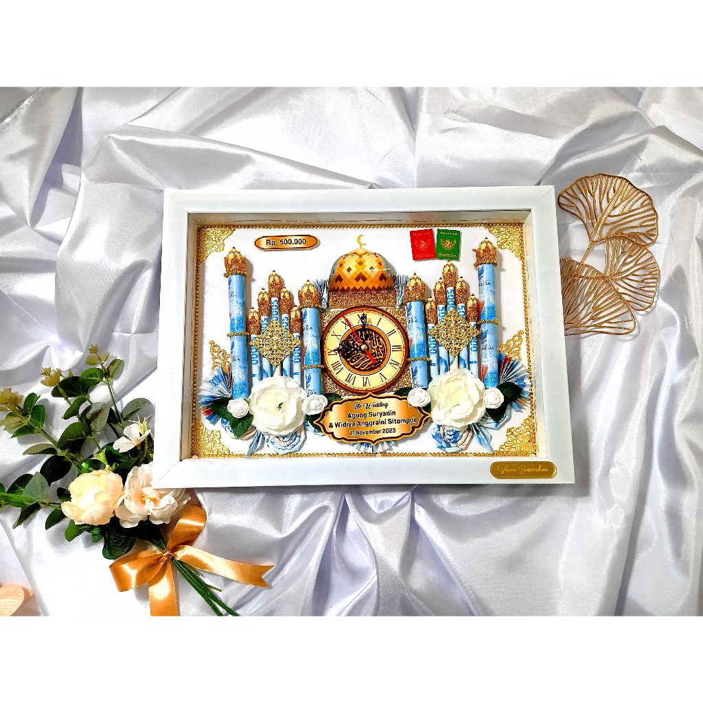 Jual Frame Mahar Pernikahan Masjid Ukuran 30x40 / Mahar Islami / Mahar ...