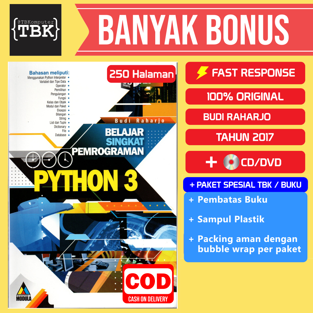 Jual BUKU BELAJAR SINGKAT PEMROGRAMAN PYTHON 3 BUDI RAHARJO | Shopee ...
