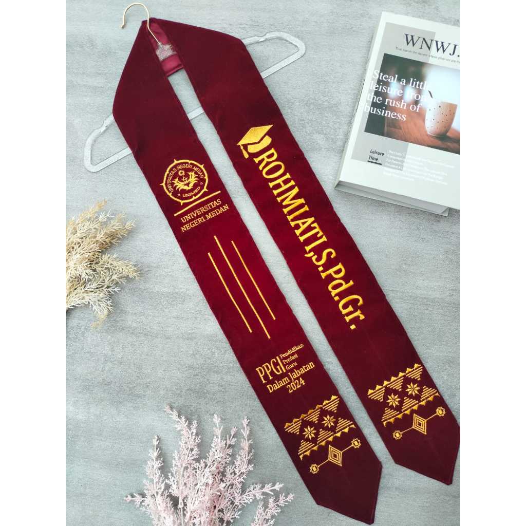 Jual Selempang Wisuda Bordir Tema Motif Songket Shash Graduation ...