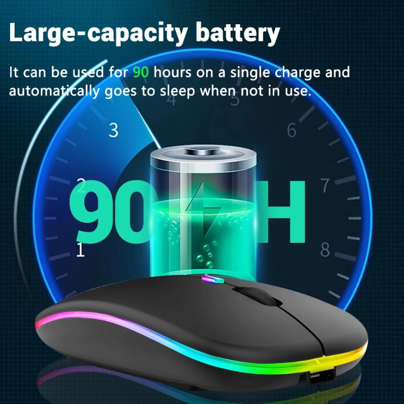 Jual Wireless Mouse Bluetooth RGB Rechargeable 2.4Ghz USB Dual Modes ...
