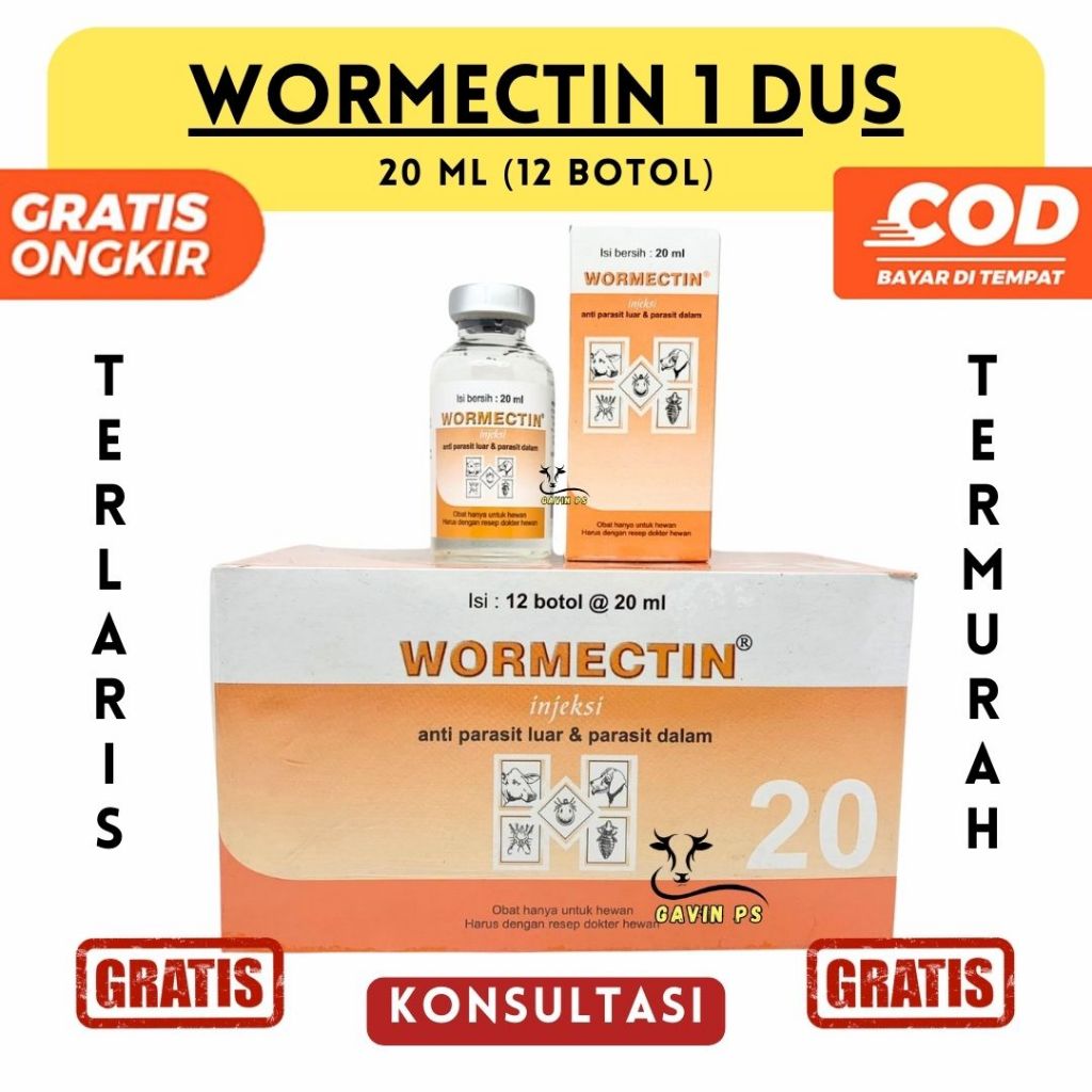 Jual 1 DUS WORMECTIN 2ml 5ml 20ml ISI 12 BTL - Obat Jamur Parasit ...