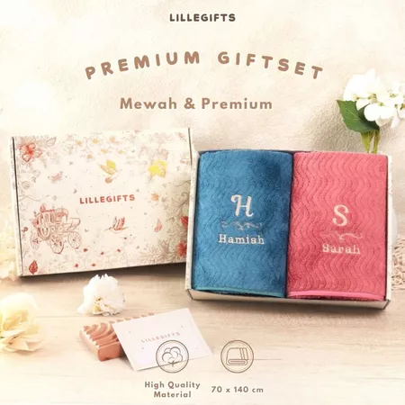 LILLEGIFTS Hampers Handuk Bordir Microfiber Pasangan Gift Wedding Kado Pernikahan Nikahan Nikah