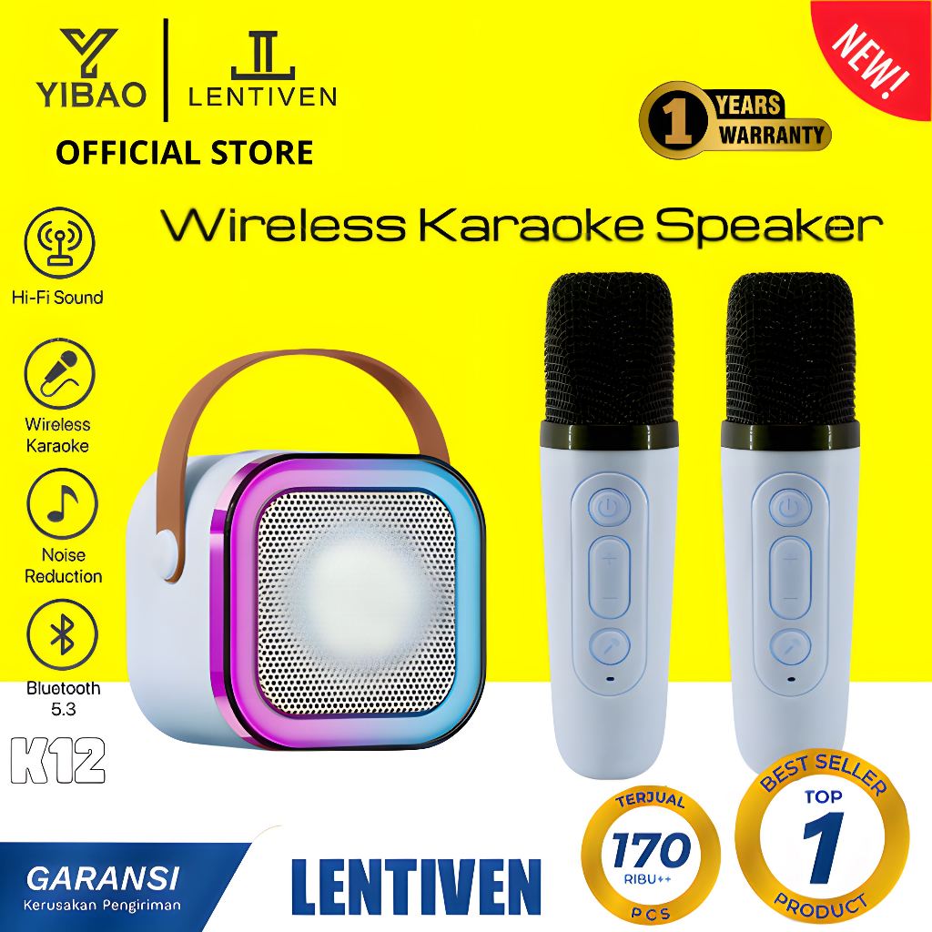 Jual YIBAO LENTIVEN Speaker Bluetooth Mini Karaoke Set 2 Mic Portable ...