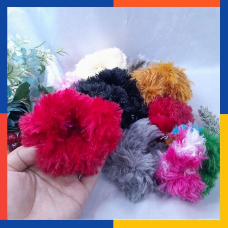 Jual (1pak isi 20pcs) Tali Rambut Bulu Korea Import || Ikat Rambut Bulu ...
