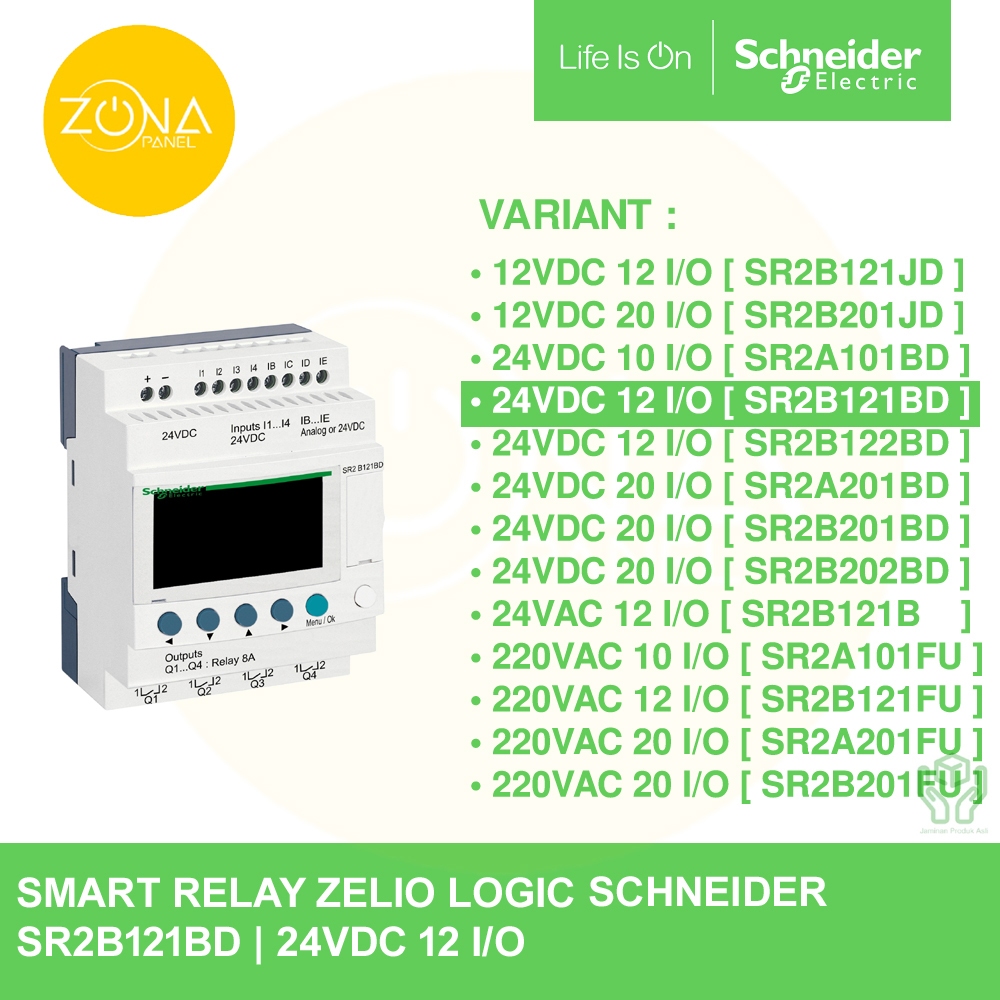 Jual SMART RELAY ZELIO LOGIC SCHNEIDER 12 I/O 24VDC SR2B121BD | Shopee ...