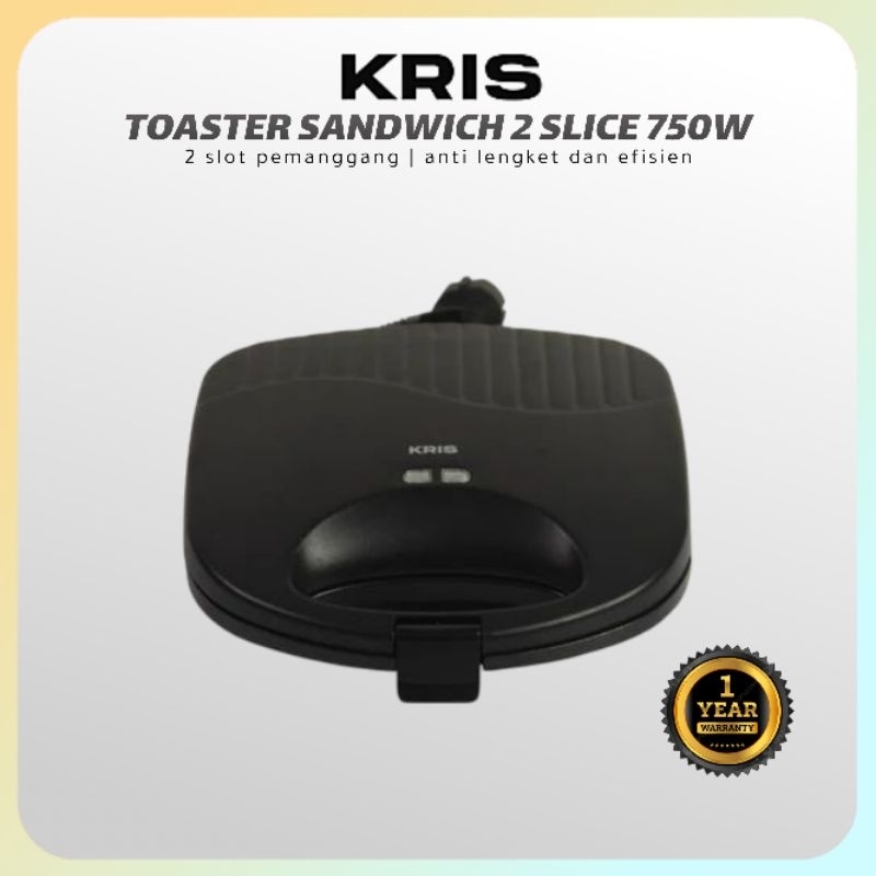 Jual KRIS TOASTER SANDWICH TWO SLICE 750W HITAM PUTIH ALAT PANGGANG ...