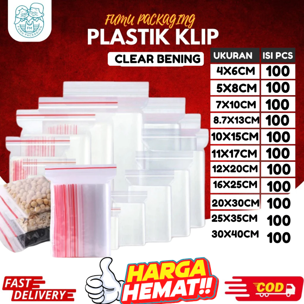 Plastik Klip Bening / Plastik Klip / Plastik Packing Makanan Premium Tebal Isi Full