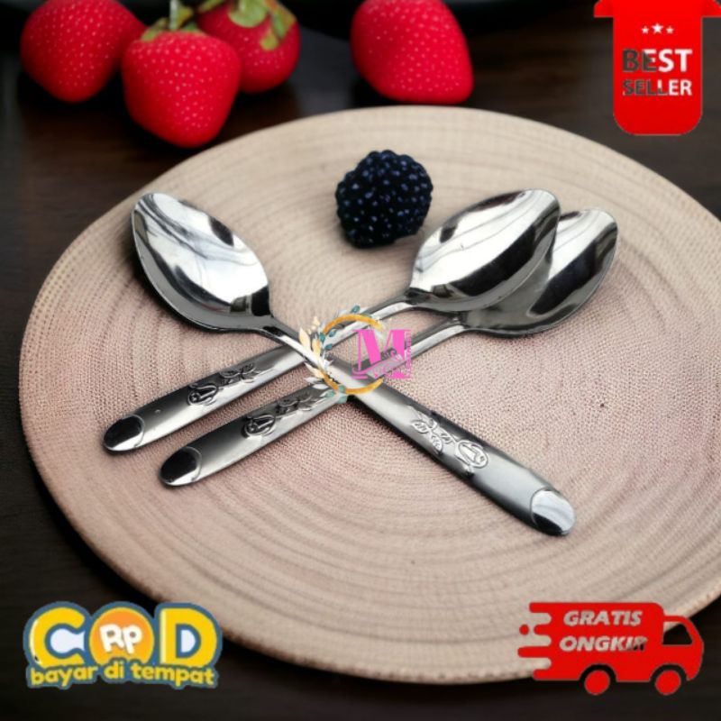 Jual [CM] sendok makan ukir bunga stainless steel isi 12 pcs | Shopee ...