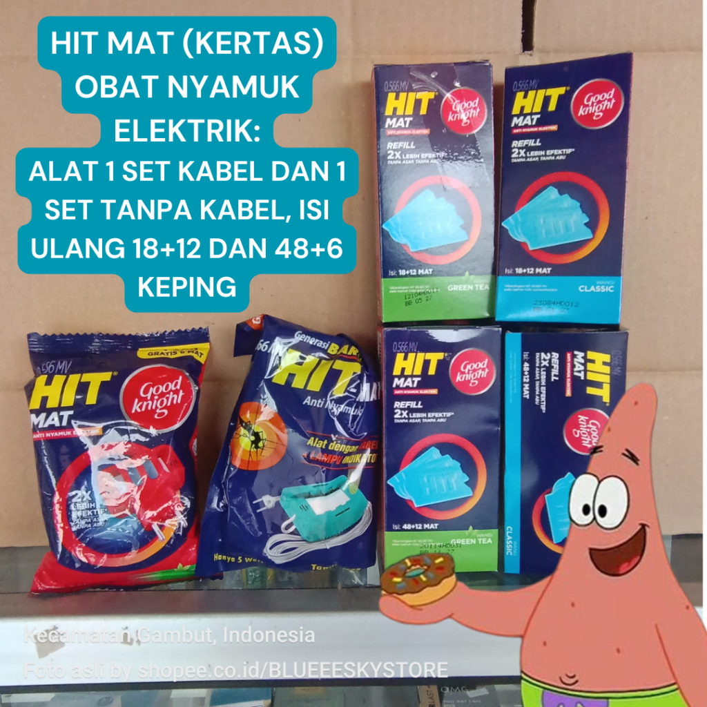 Jual HIT Mat Anti Nyamuk Elektrik Kertas Kepingan Satu Set Alat dan ...