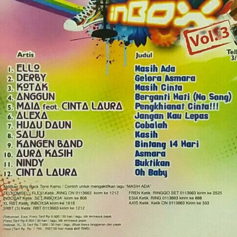 Jual CD Inbox SCTV Vol. 3 . ELLO DERBY ΚOΤΔΚ ANGGUN MAIA feat. CINTA ...