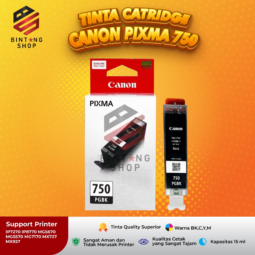 Jual Tinta Cartridge Canon 750 PGBK Tipe Printer IP7270 IP8770 IX6770 ...