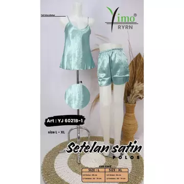 Yesy Fashion Sleapwear Pajamas Baju Tidur Sexy Satin Stelan Bunga Stel