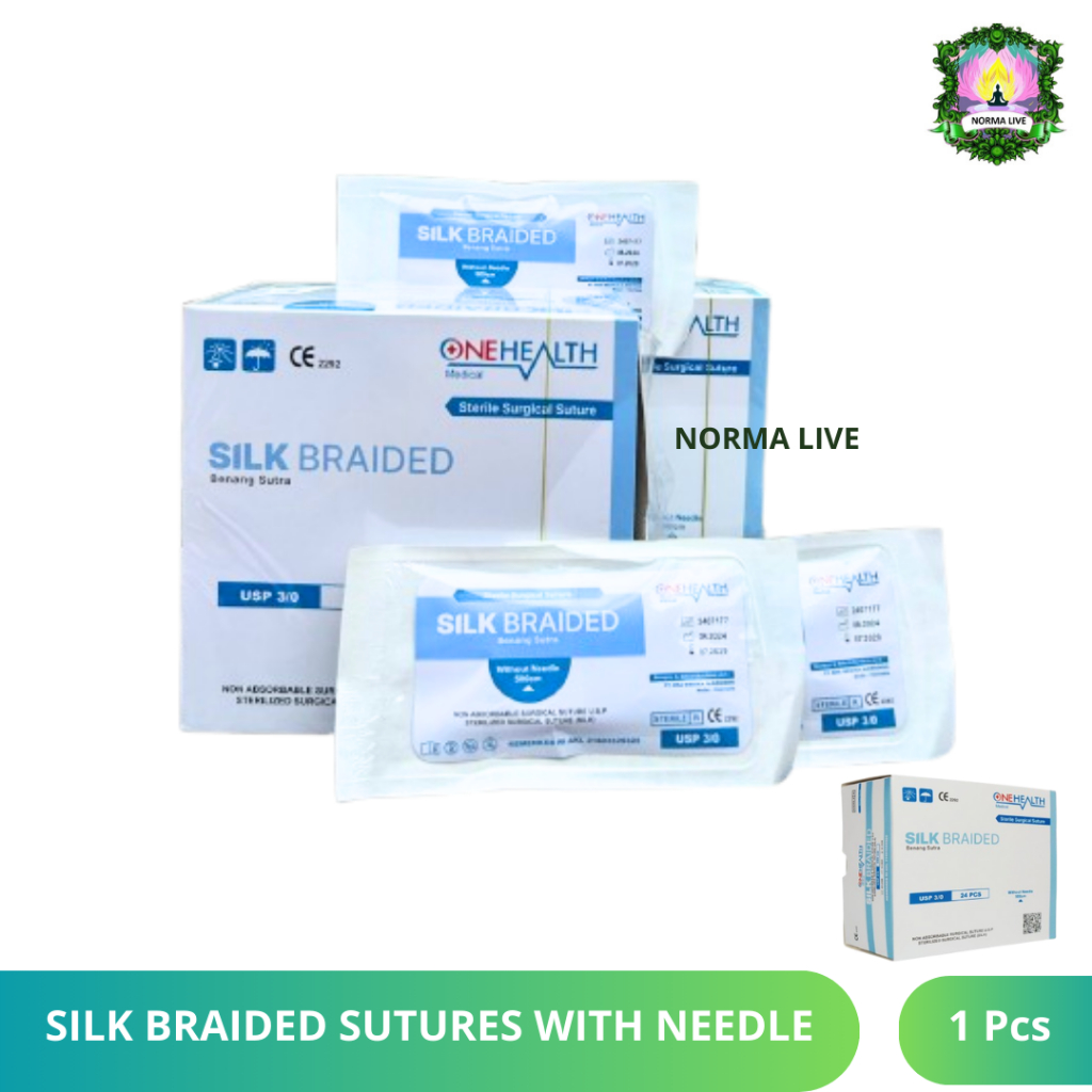 Jual Cod Kain Silk Braided Sutures With Needle Dengan Jarum 32mm 75cm ...