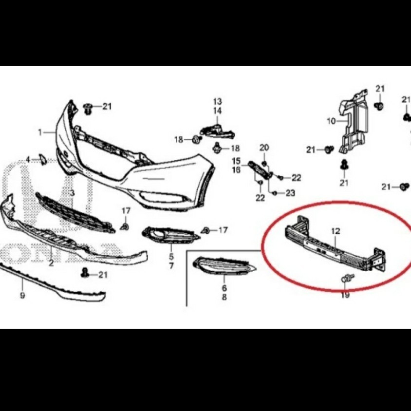 Jual beamcomp beam comp tulang bumper depan honda hrv 2015 2016 2017 ...