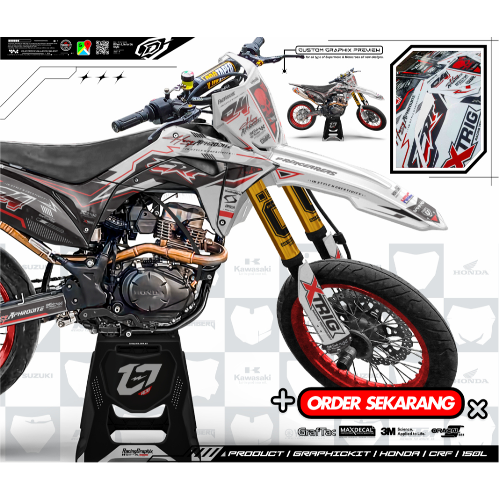 Jual HALF GRIP SERIES !!! Custom Decals KLX, DTX , WR, CRF Supermoto ...