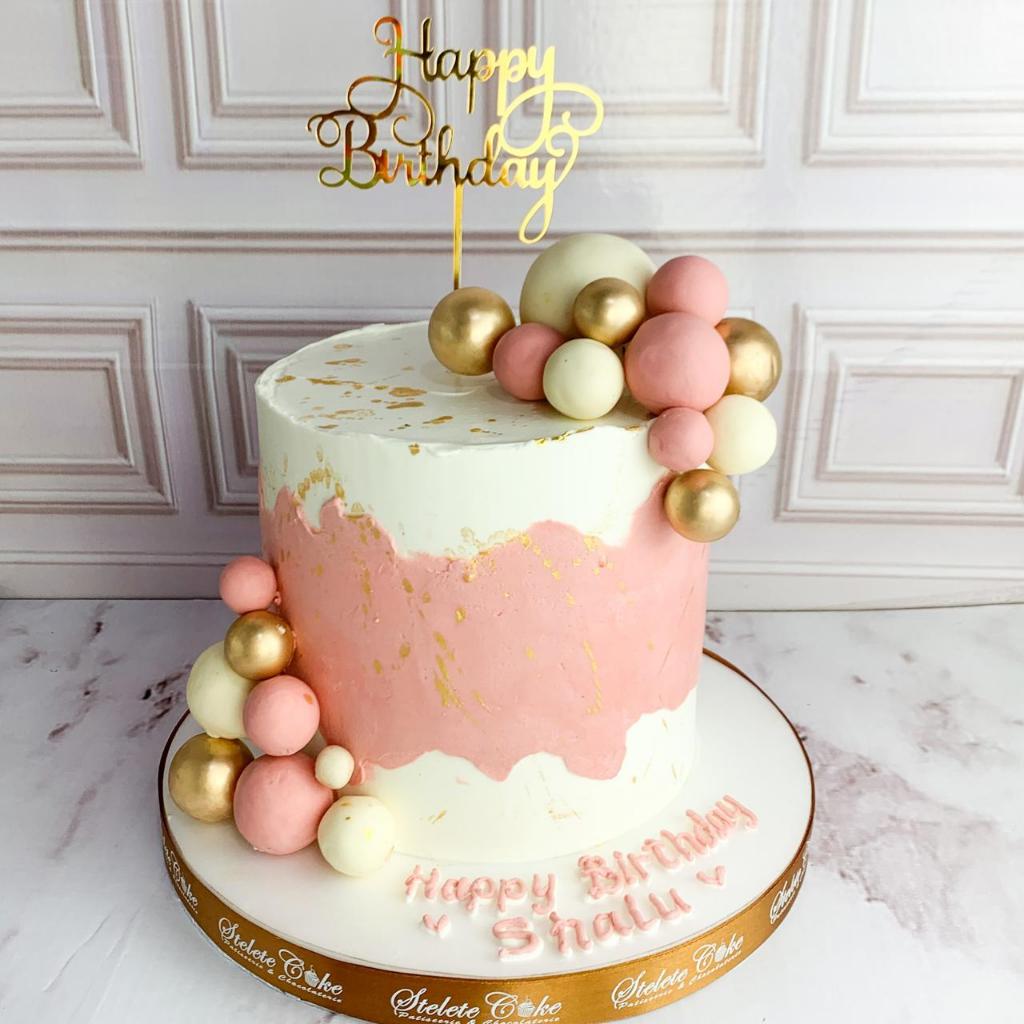 Jual Kue Ulang tahun/Birthday cake/Kue Ultah Tema Aesthetic Pink/Kue