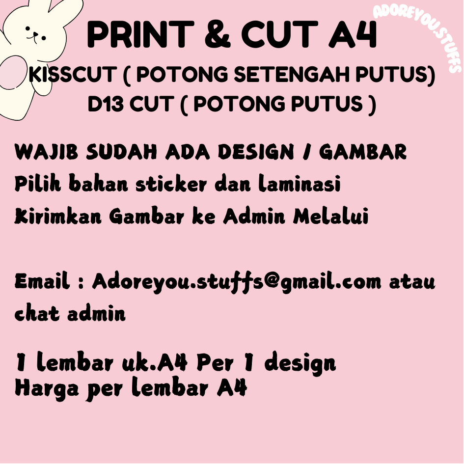 Jual CUSTOM JASA CETAK DAN CUT KISSCUT / DIECUT A4 | Shopee Indonesia