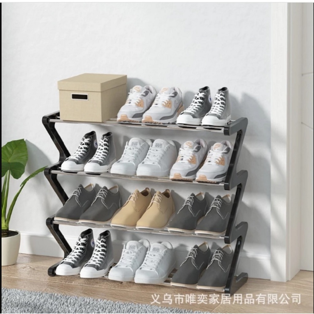 Jual Rak Sepatu Bentuk Z 4 Tingkat / Rak Sepatu Rangka Besi Zigzag ...