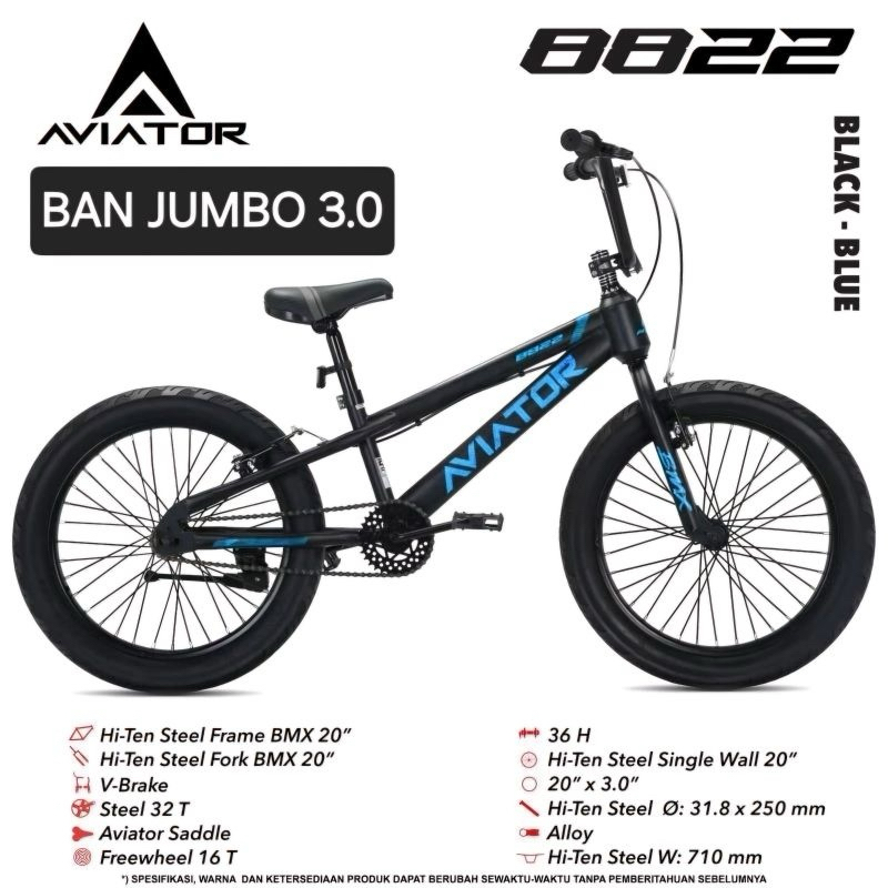 Jual SEPEDA BMX AVIATOR 8822 by PACIFIC 20 inch BAN JUMBO 3.0 STANG ...