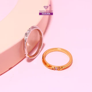 Yaxiya Cincin Wanita Solitaire Mata Satu Perhiasan Lapis Emas 18K 143