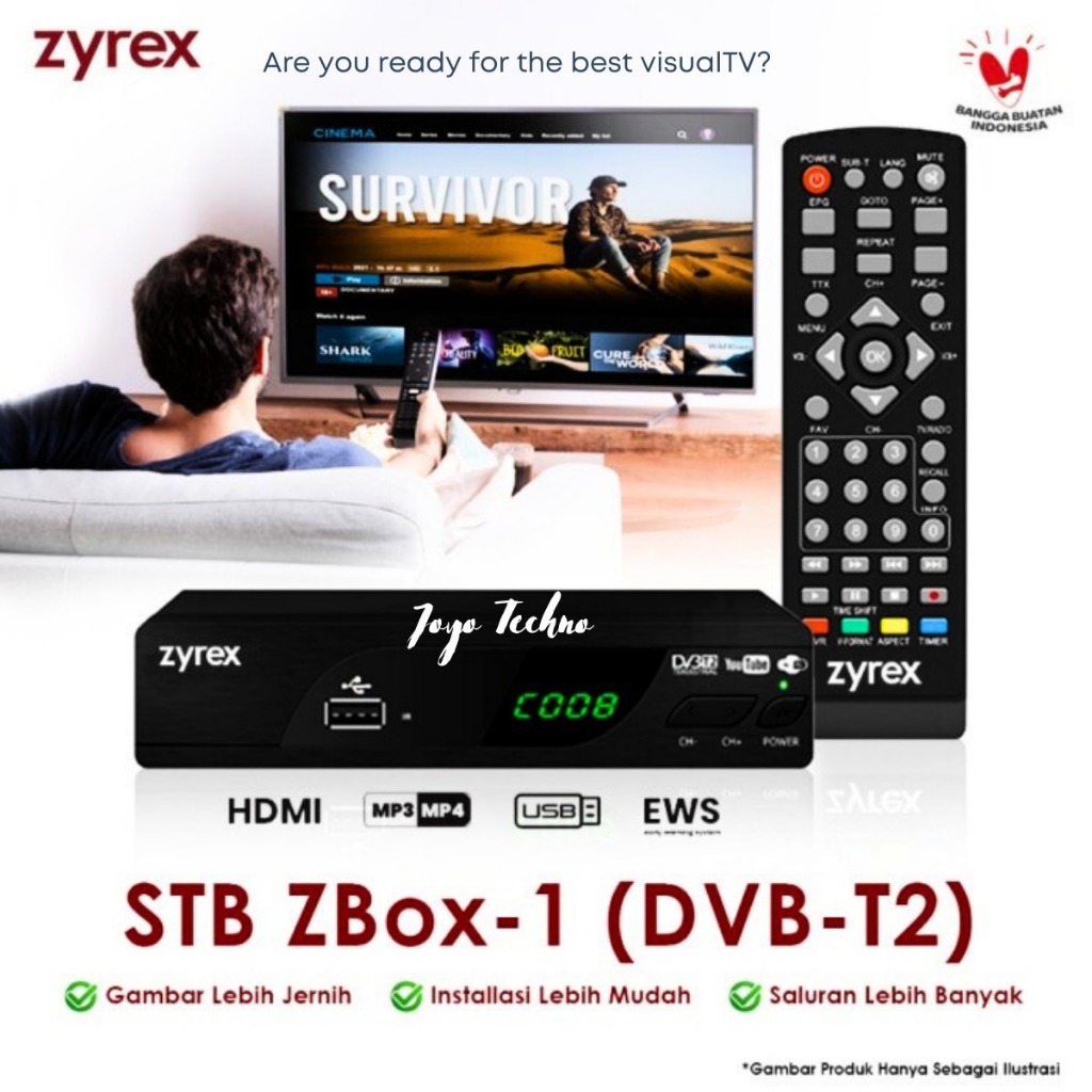 Jual STB SET TOP BOX ZYREX DVB-T2 TV DIGITAL STB Pengubah TV analog ...