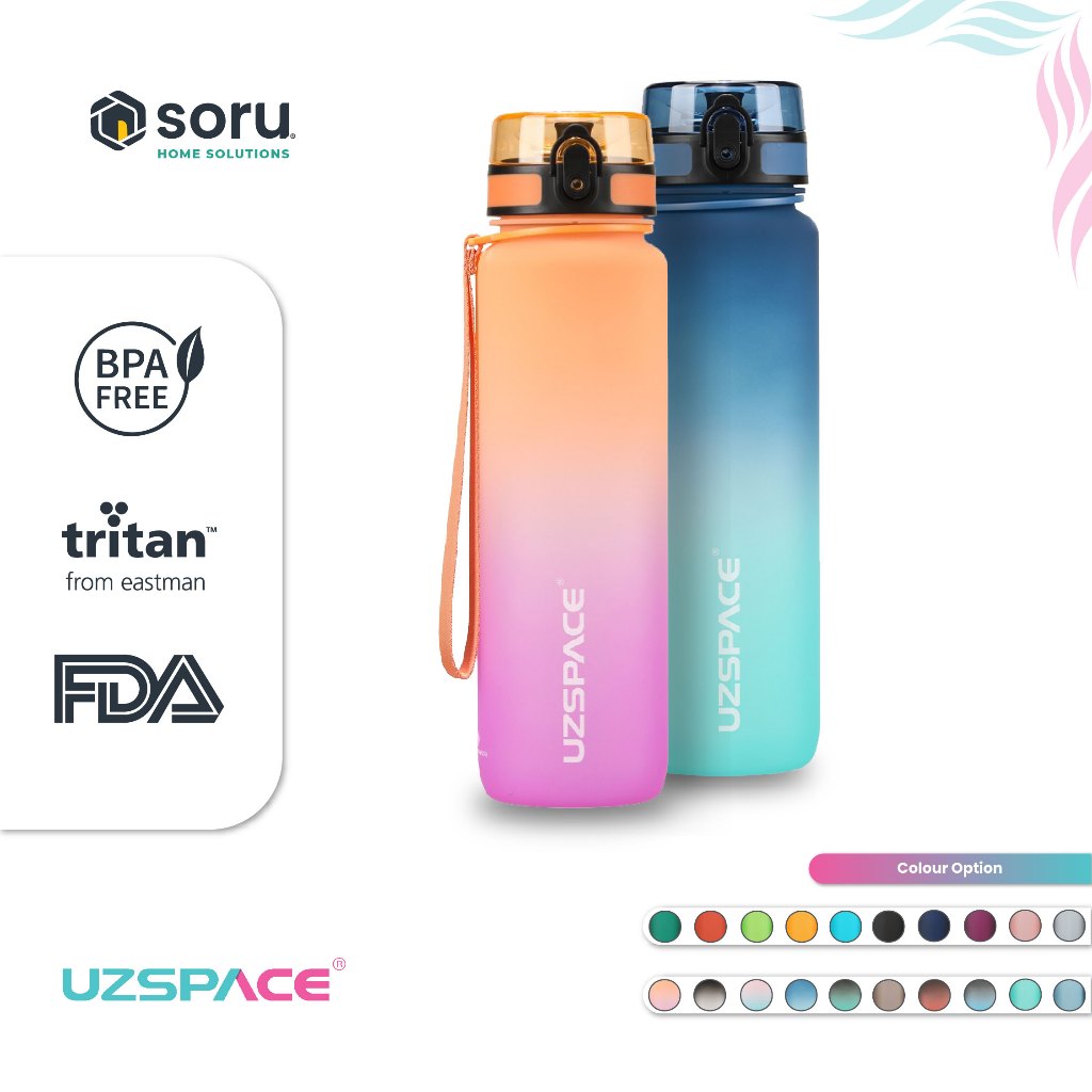 Jual SORU - Botol Minum Olahraga Water Bottle Frosted Doff Bottle 1000 ...