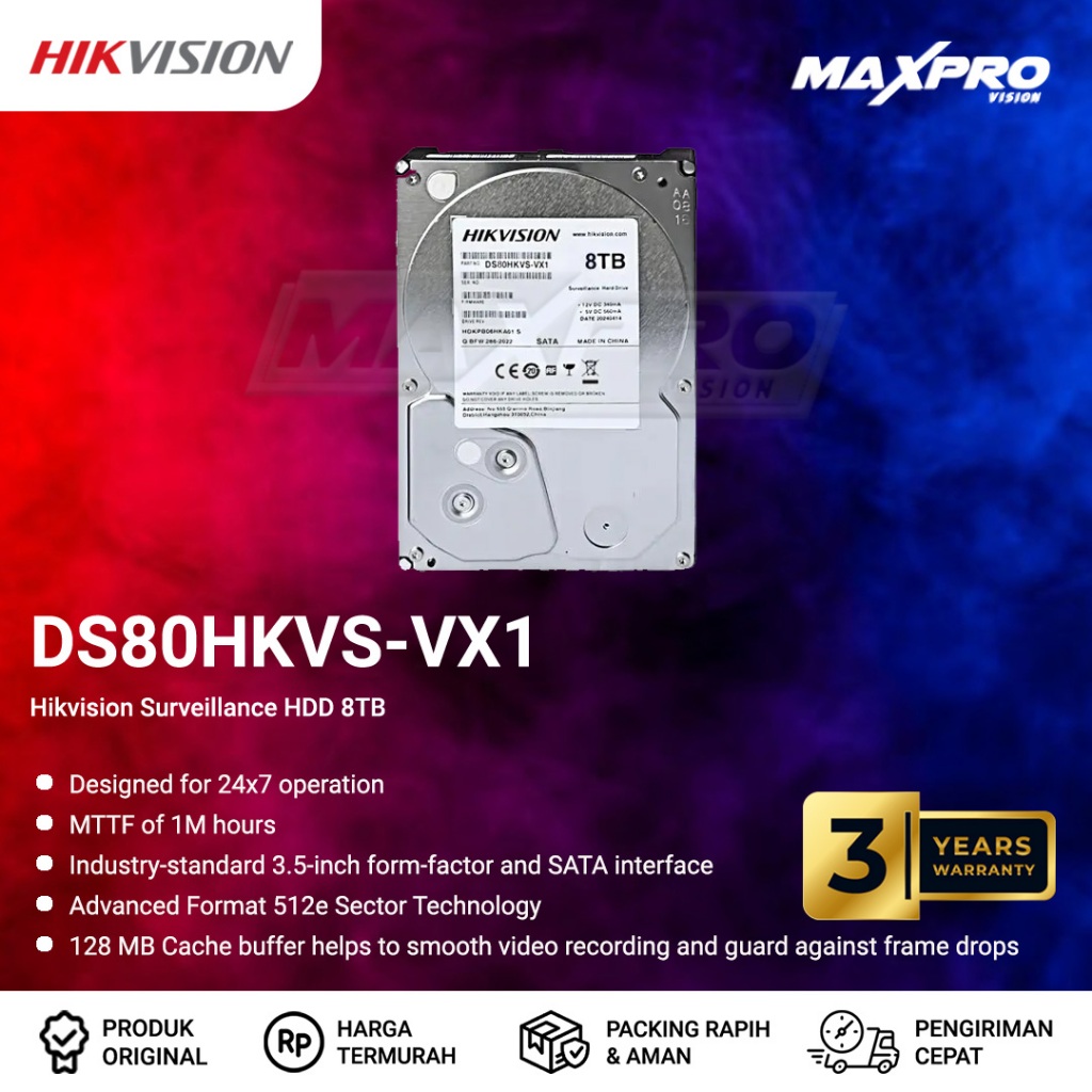 Jual DS80HKVS-VX1 - HIKVISION HARDDISK HDD CCTV 8TB 3Y WARRANTY ...