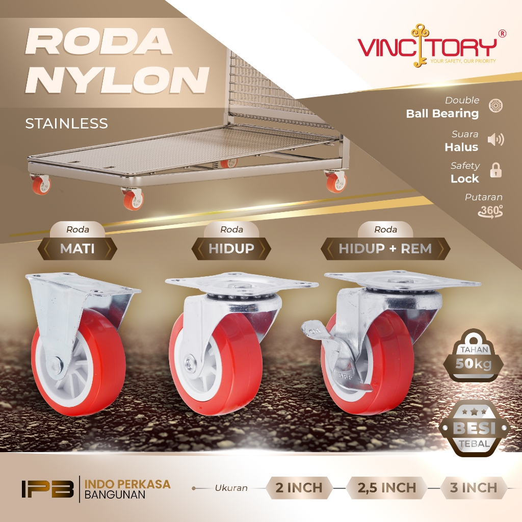 Jual Roda Kastor Plate Pvc Nylon / Roda Troly Etalase 2 Inch ,2,5 inch ...