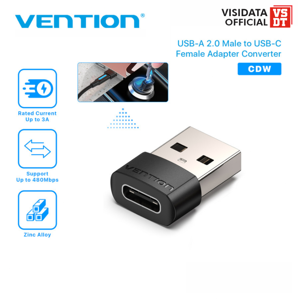 Jual Vention CDWB0 USB-A 2.0 male to USB-C female Adapter Konektor ...