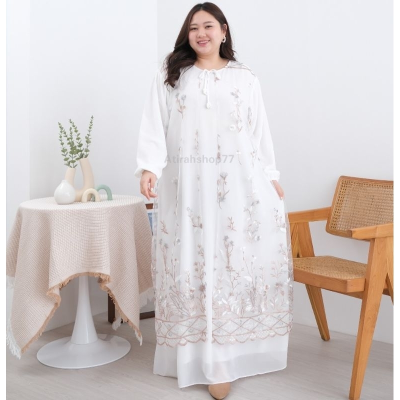 Jual gamis outer ceruty tile jumbo Ld134cm Ld144cm | Shopee Indonesia