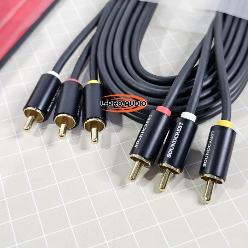 Jual Kabel jek RCA 3 Jalur SOUNDCREST PC1 dan ME3 panjang 2M | Shopee ...