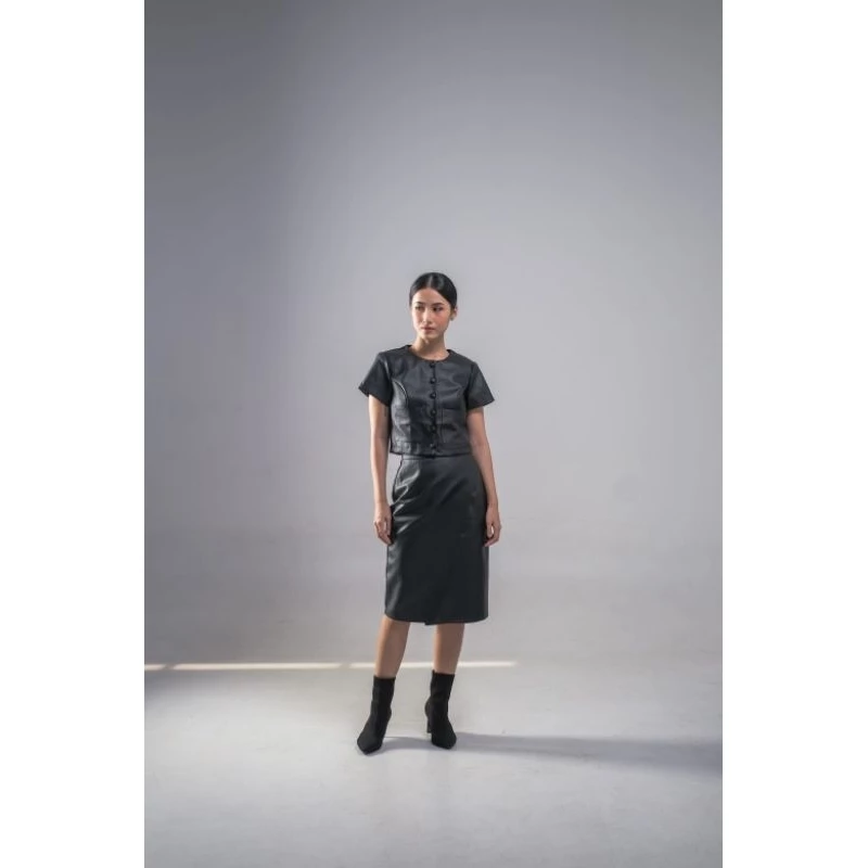 CARLA - KIARA FAUX LEATHER PENCIL SKIRT