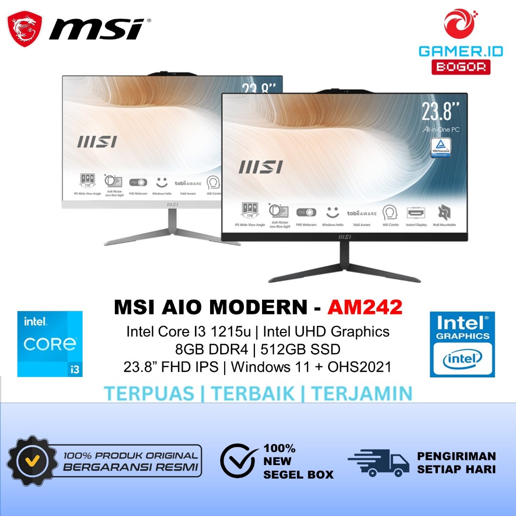 PC ALL IN ONE MSI MODERN INTEL CORE I3 1215U 8GB 512GB W11+OHS 23.8 FULL HD IPS  -AM242.693