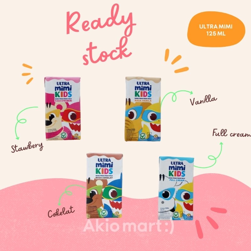Jual Ultra Mimi Kids 125 ml Susu UHT anak Rasa Cokelat Strawbery ...