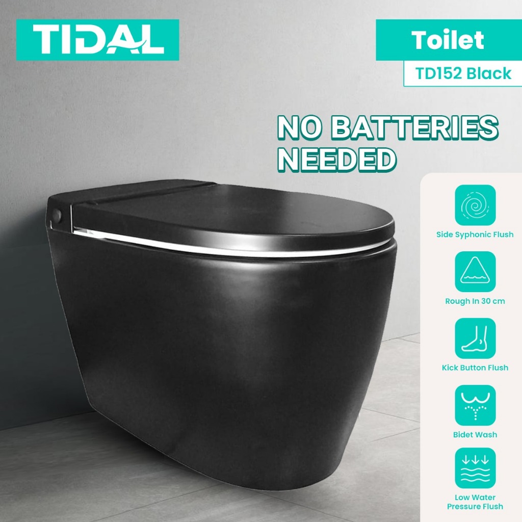TIDAL Toilet / Kloset Duduk Soft Close Tidal TD152 Black