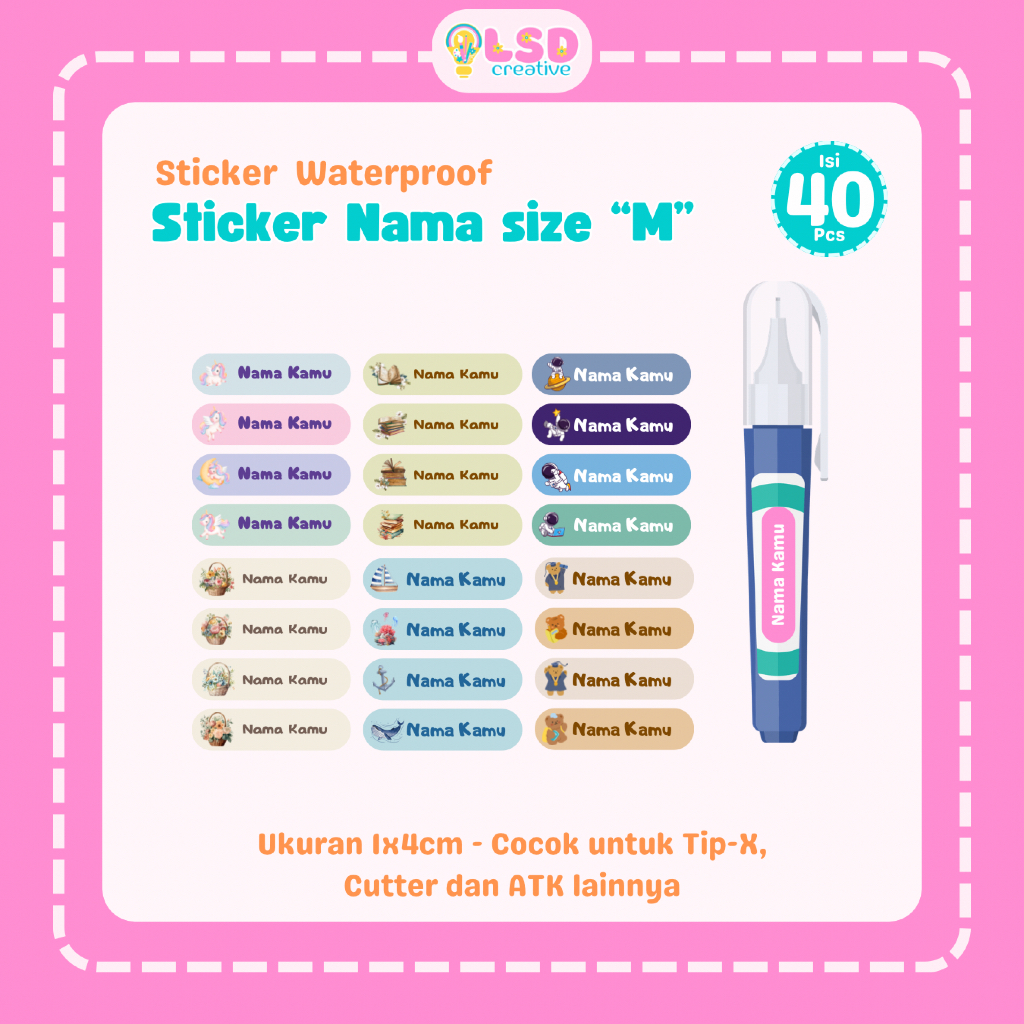 Jual LSD Size M Sticker Nama Waterproof Anti Air Desain Baru | Shopee ...