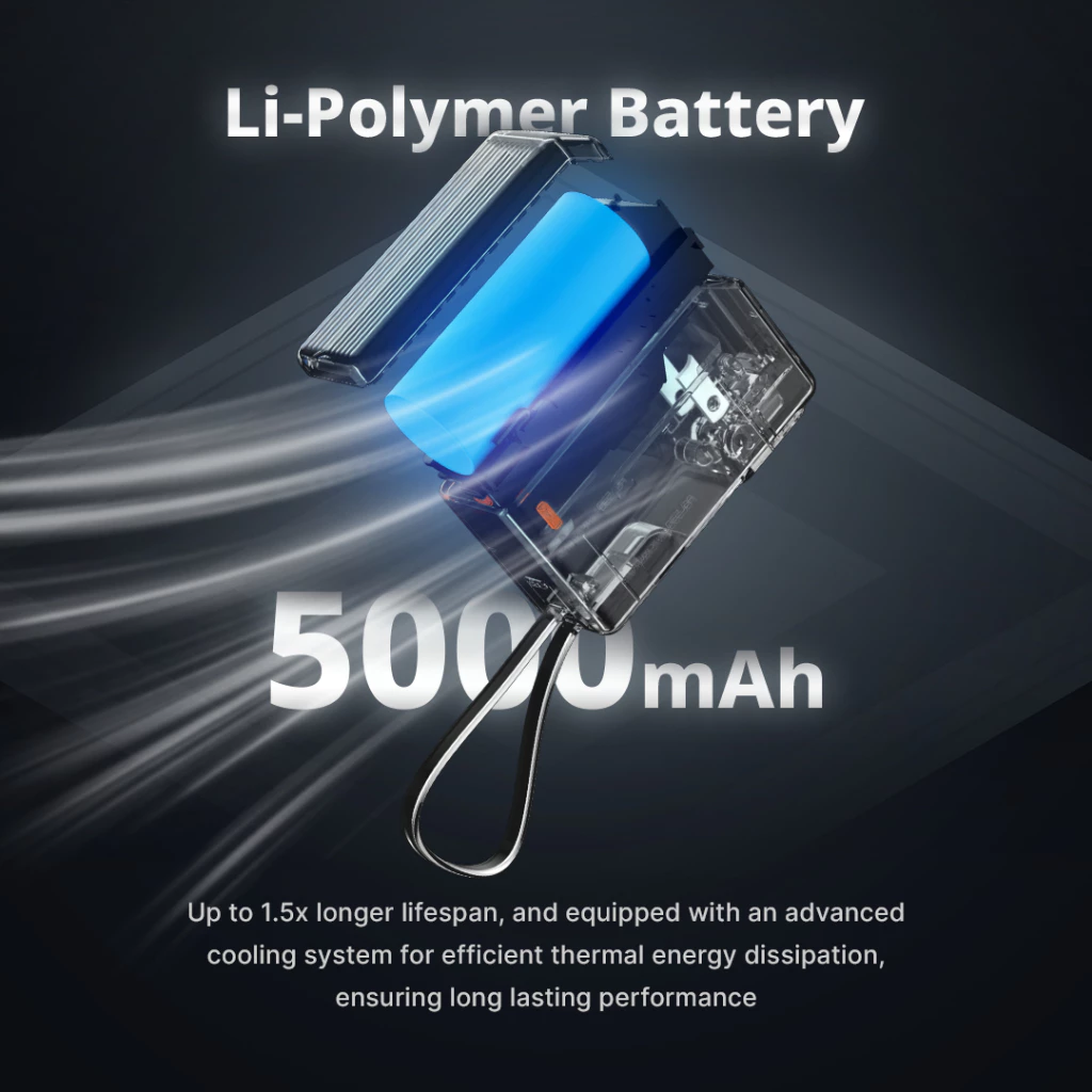 UNEED 2in1 Powerbank & Charger 22.5W 5000mAh QC PD PPS Fast Charging with Built in Type C Cable - UPB142.05