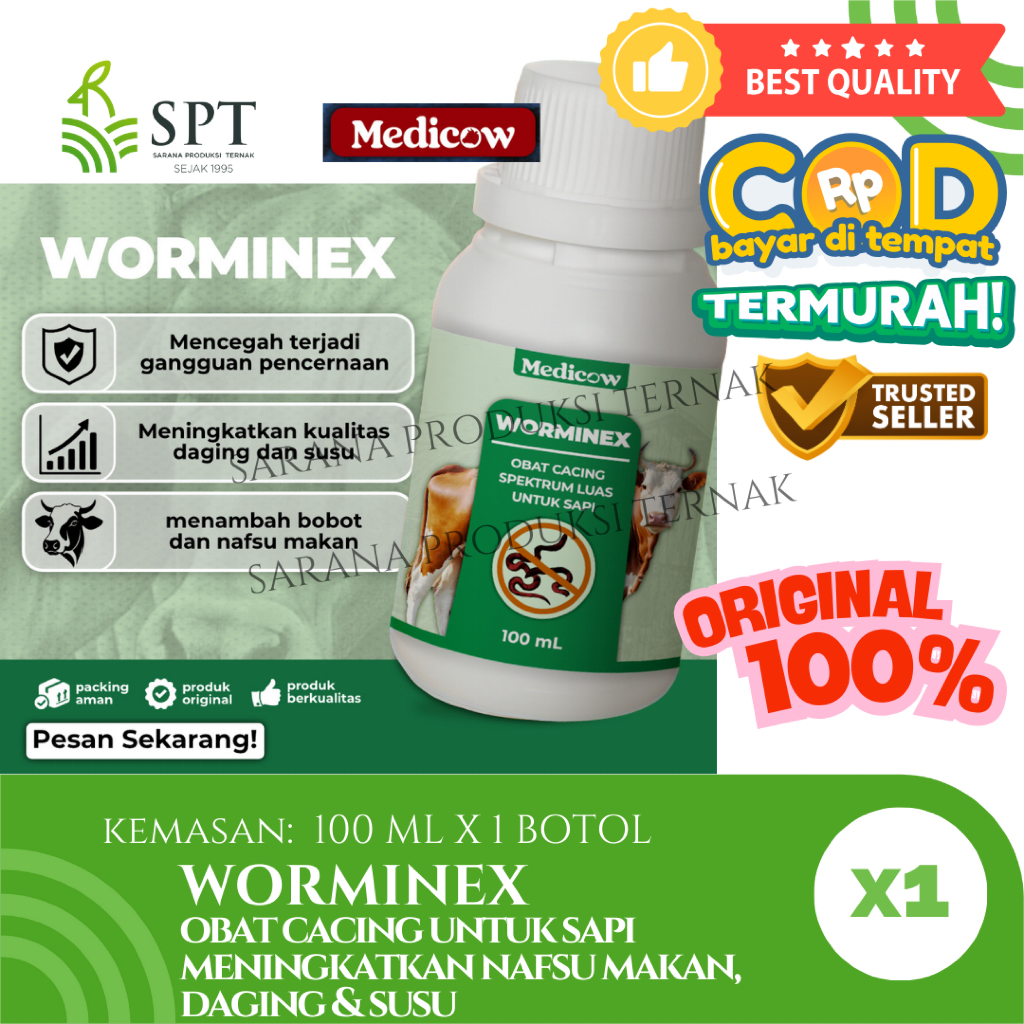 Jual Medicow WORMINEX 100 ML OBAT Cacing Spektrum Luas untuk Sapi ...
