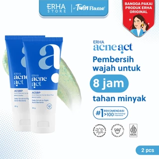 ERHA Twin Flame Acneact ACSBP Acne Cleanser Scrub Beta Plus 60g - Bundle Sabun Wajah Jerawat Berminyak
