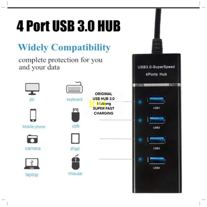 Jual R04 ORIGINAL HIGH SPEED DATA 4 PORT USB 3.0 HUB KOMPUTER PC LUBANG ...