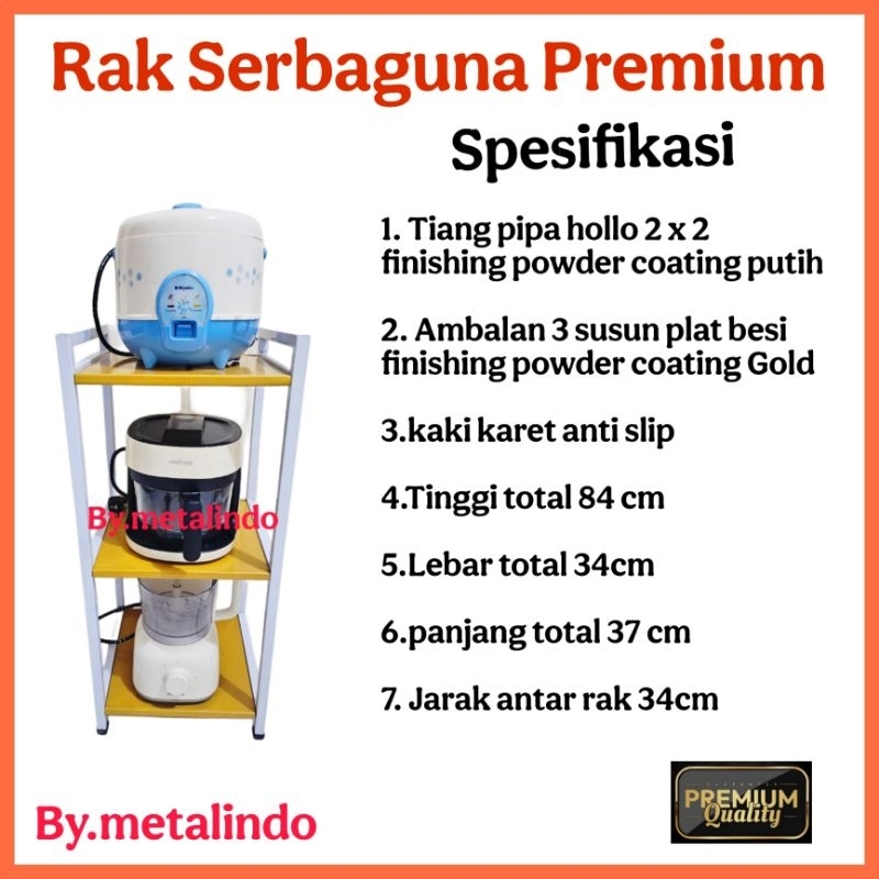 Jual Metalindo Rak Serbaguna Premium Rak Galon Meja Rice Cooker Besi ...