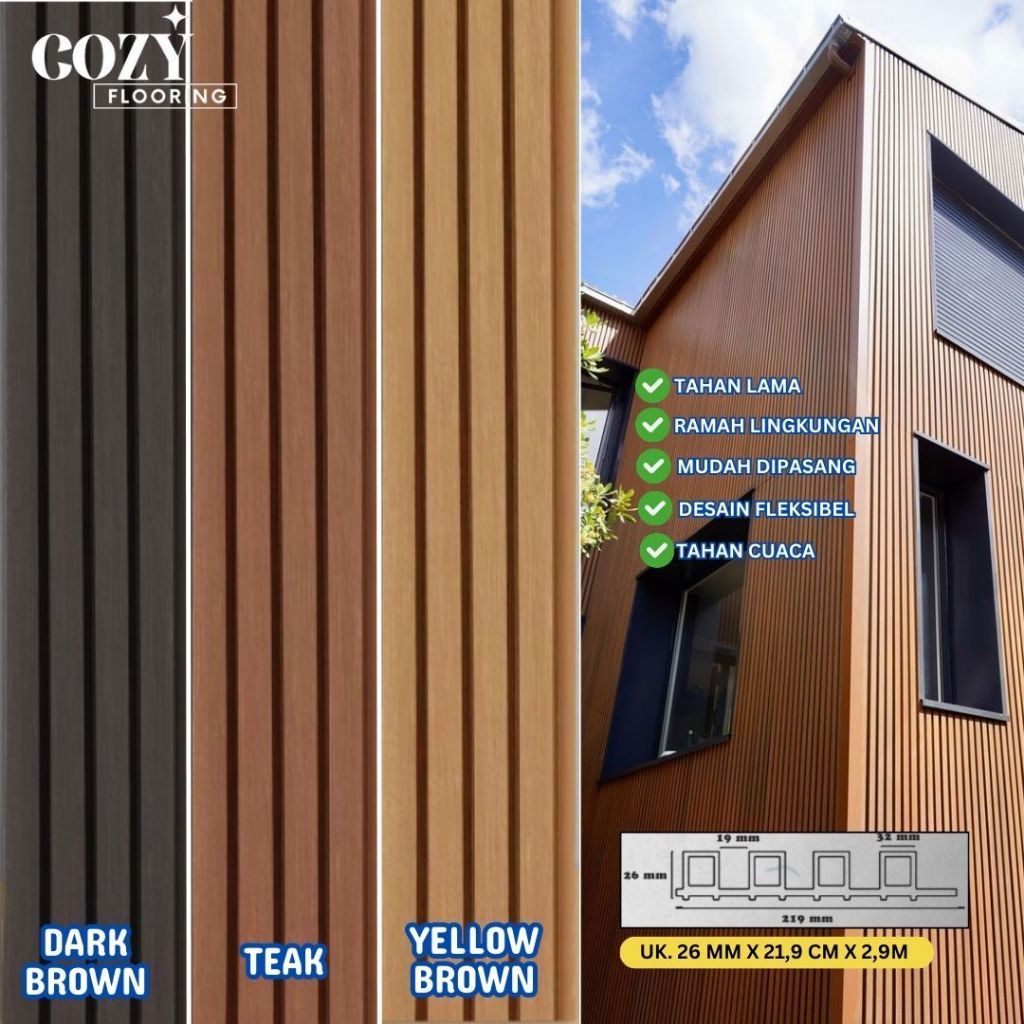 Jual WPC Dinding outdoor exterior | cladding motif kayu | Shopee Indonesia